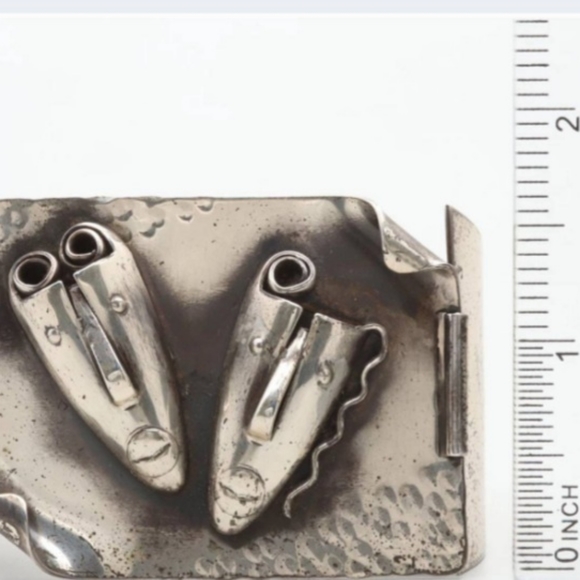 Rare Francisco Rebajes Estate STERLING SILVER Bracelet Earrings Comedy Tragedy - Picture 2 of 6